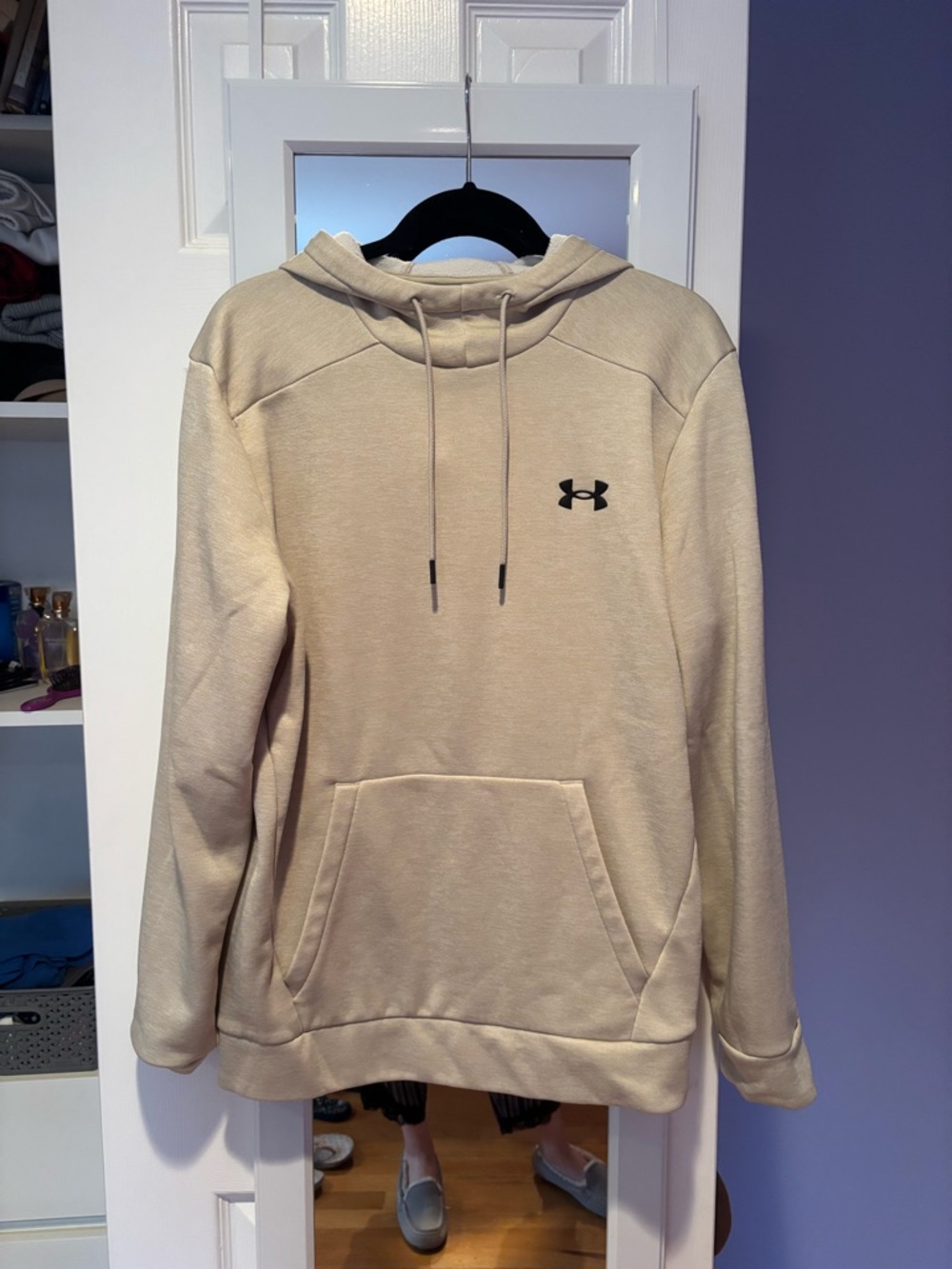 Under Armour Men’s Hooded Pullover Sweatshirt - Beige with Black Logo